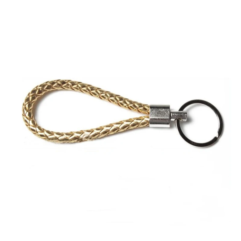 Новый Дизайн Ручная кожаная Веревка Плетеный брелок металлические брелки для