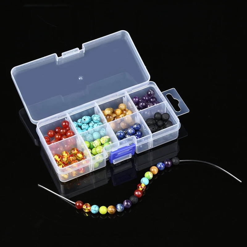 

140 Pcs Chakra Beads and 20 Pieces Volcanic Stone Beads & 50Pcs 18 Inch Waxed Cotton Necklace Cord