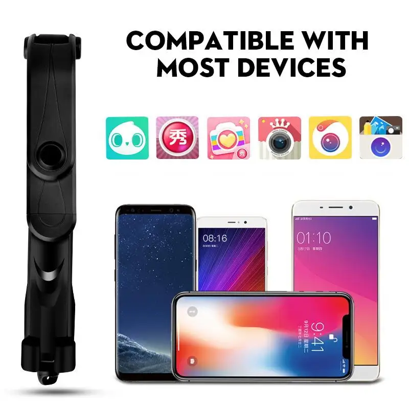 Wireless Bluetooth Remote Control Extendable Selfie Stick Tripod Bluetooth selfie stick for horizontal and vertical shooting enlarge