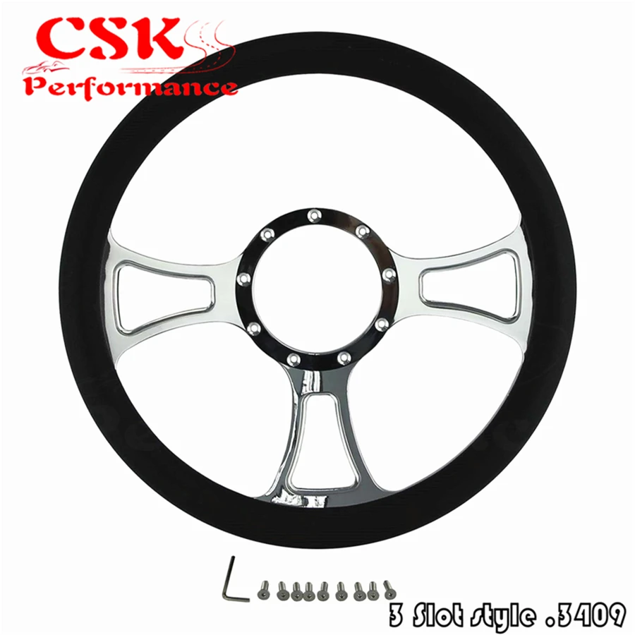 14 &quot3 слота Стиль Заготовка хром алюминиевый руль W/половина обмотки 9 болт