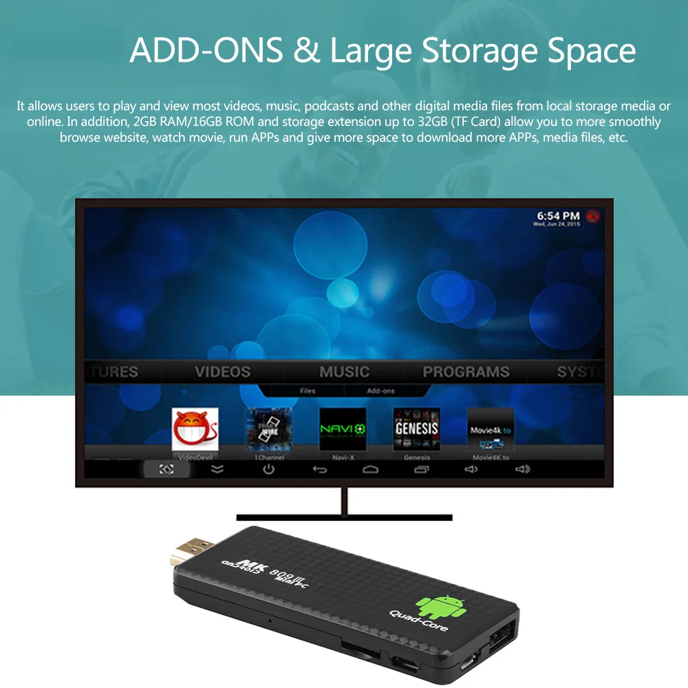 MK809 III Android 7 1 TV Dongle RK3229 четырехъядерный 2 ГБ/16 ГБ UHD 4K HD 3D AirPlay Miracast DLNA H.265 Wi-Fi Смарт