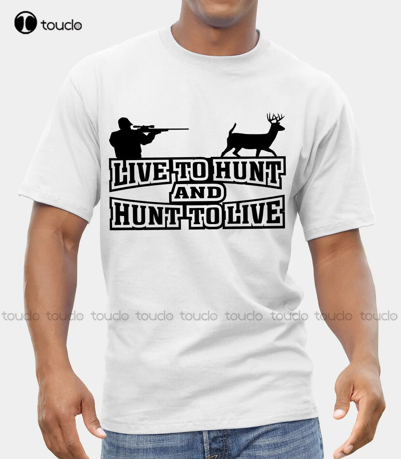 

O-Neck Hipster Tshirts LIVE TO HUND HUNT TO LIVE LOGO T-SHIRT PRINT Print T Shirt Men Custom aldult Teen unisex