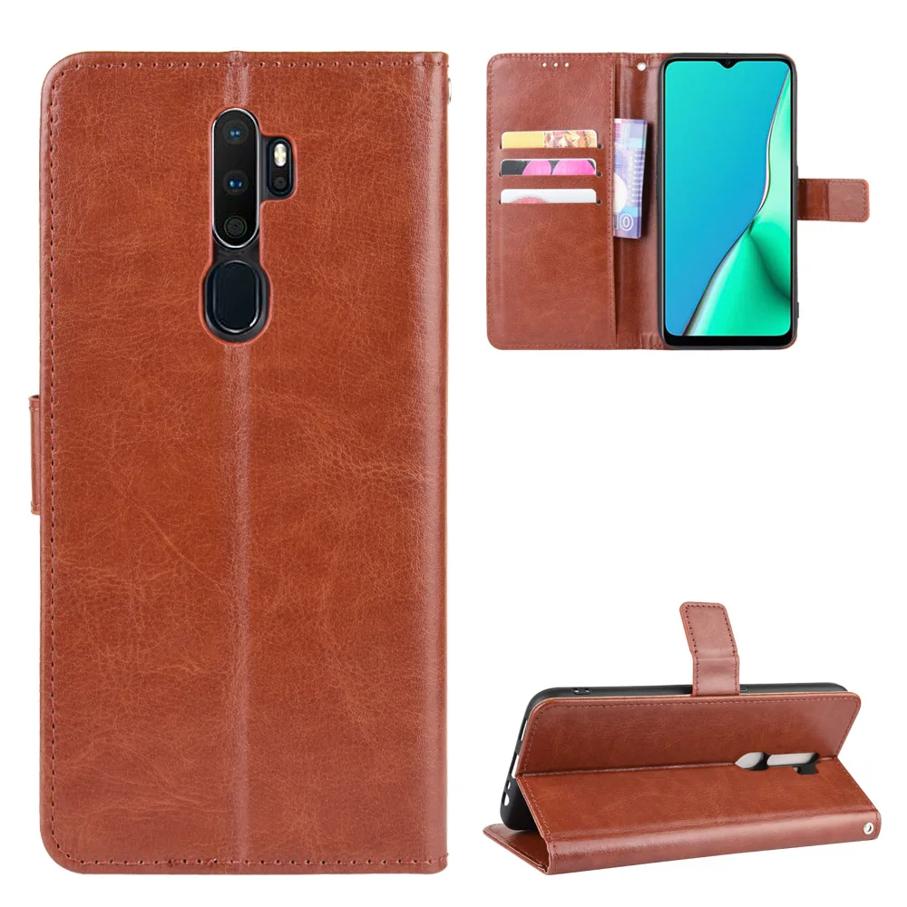 

For Oppo A9 2020 Case Oppo A9 (2020) Retro Wallet Flip Style Glossy Skin PU Leather Cover For Oppo A5 2020 PCHT30 Phone Bag Case