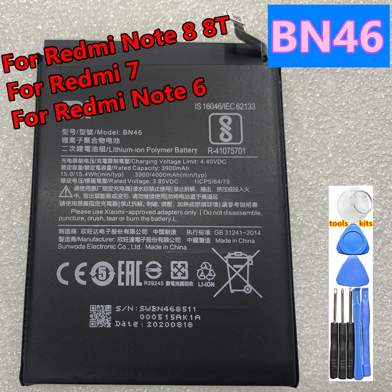 

Original Replacement Battery BN46 For Xiaomi Redmi Note8 Note 8T 8 Redmi 7 Redmi7 Note 6 Note6 Genuine Phone Battery 4000mAh