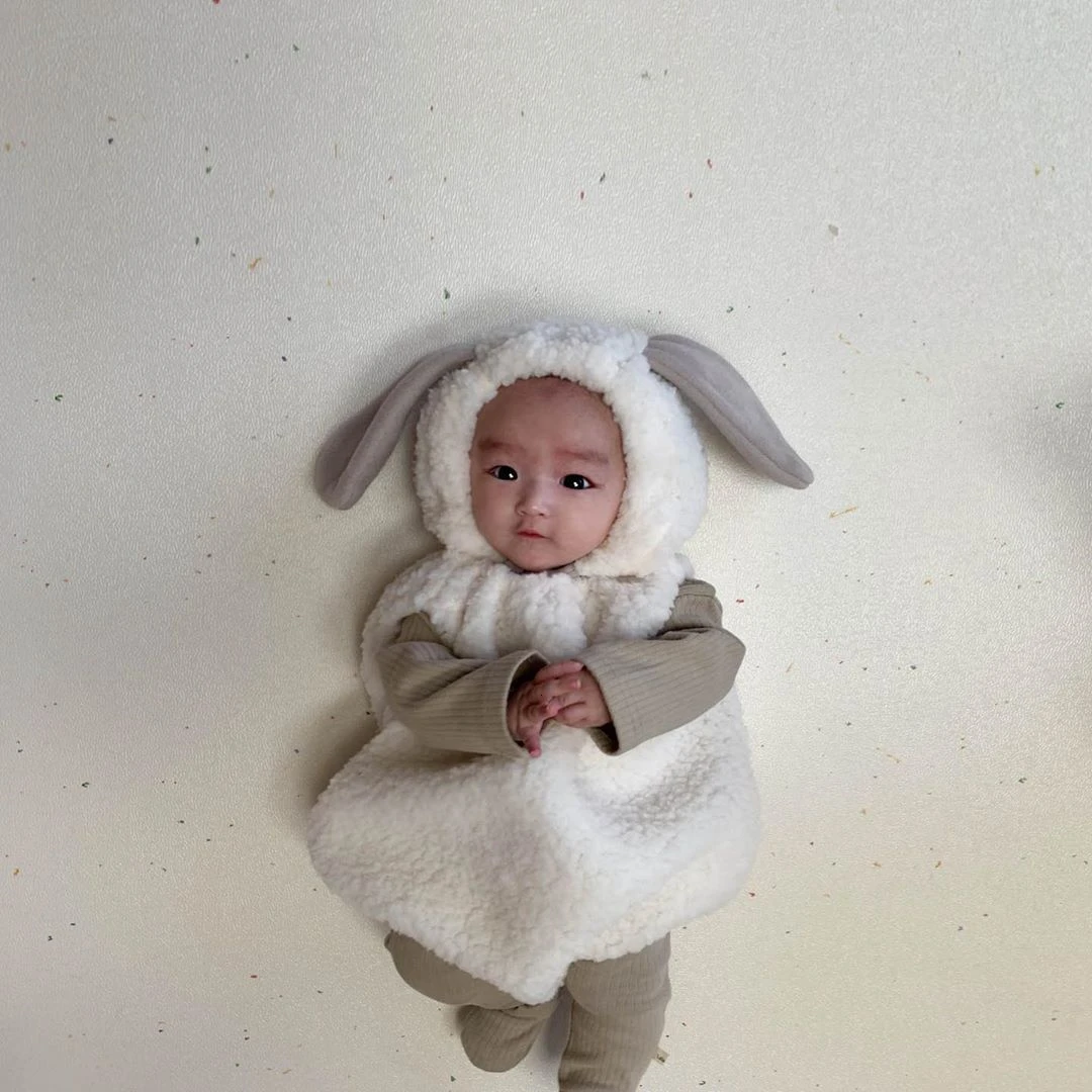 Корейская детская одежда наряды из овечьей шерсти милый костюм новорожденного