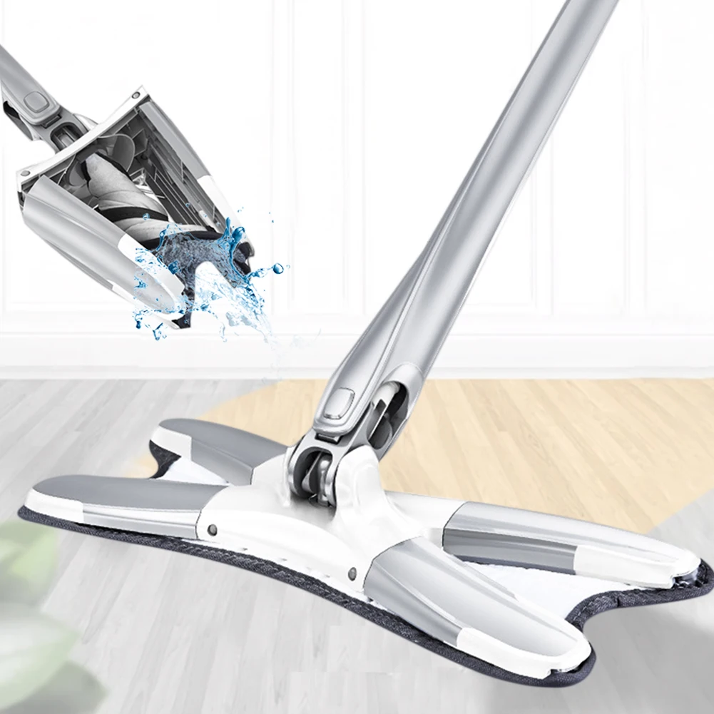 Х Тип Швабра для пола с многоразовые накладки из микрофибры 360 градусов ручка