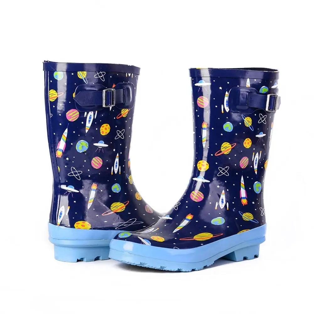 Детские резиновые сапоги милые водонепроницаемые с мультяшным принтом для