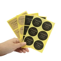 120pcslot thank you round and square style black kraft paper sticker gift packaging decoration seal baking cake stickers