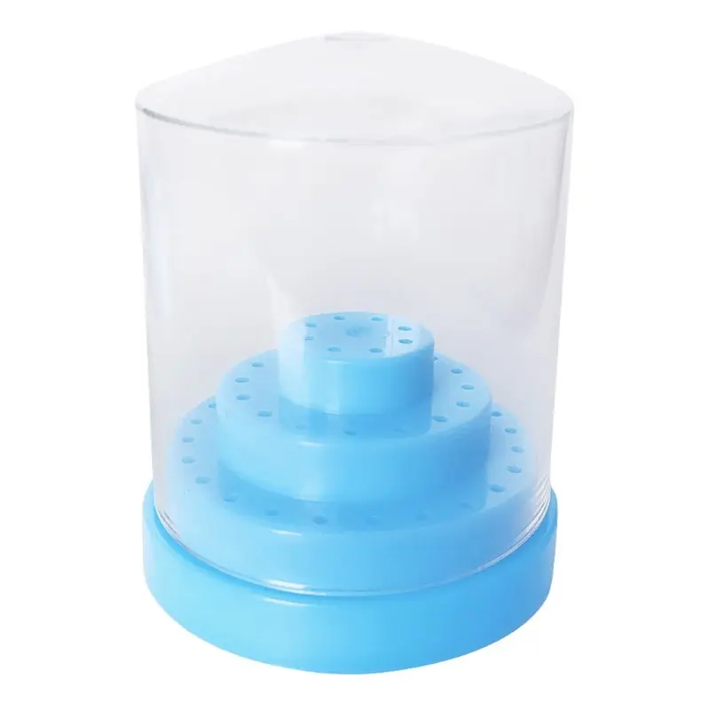 

48 Holes Nail Drill Bit Display Holder Standing with Cover Manicure Container Storage Box