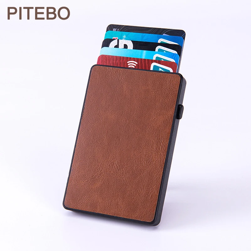 

PITEBO Metal Automatic pop-up Bank card box men and women ultra-thin anti-magnetic anti-theft Card Wallet Good look nice office