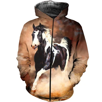Zip hoodies PLstar Космос забавные животные лошадь красочные Повседневное Новая мода спортивный костюм 3DfullPrint худи/Толстовка/куртка/Для мужчин Для женщин S-5 - Цвет: Zip hoodies