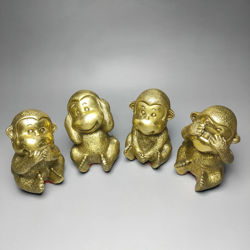

(4 Pieces ) Exquisite Chinese Brass Collection statue Four Lovely monkey home decorative statues