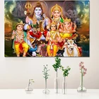 Shiva Parvati Ganesha, индийское искусство, фигурка индуистского бога, Картина на холсте, религиозный постер, Настенная картина для гостиной