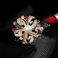 2021 new cubic zirconia flower brooches for women elegant corsage coat accessories brooch pin wedding jewelry luxury broche gift