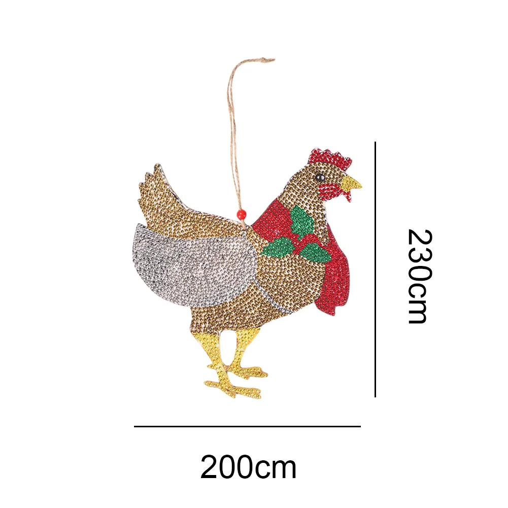DIY Diamond Painting Chicken Pendant Christmas Tree Ornaments Hanging Yard Garden Art for Courtyard Holiday Xmas Home Party Deco | Дом и сад