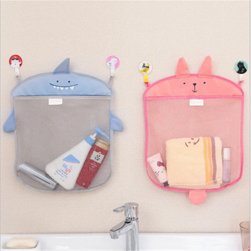 

Cartoon Cute Bathroom Hanging Storage Basket Baby Kids Bathing Toy Storage Organizer Bathroom Folding Mesh Storage Basket