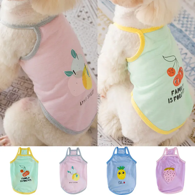 

Summer Cute Printed Pets tshirt Puppy Dog Clothes Pet Cat Vest Cotton T Shirt Pug Apparel Costumes Dog Clothes for Small Dogs