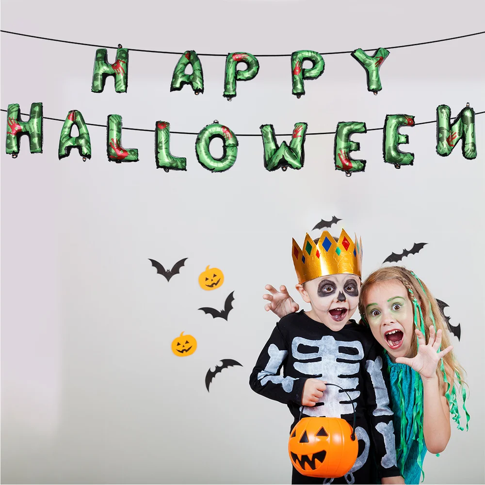 1 Set/ 3 Group Halloween Party Balloon Aluminum Foil for Banquet (1 Gropu Each Black Orange Green Red Green) | Дом и сад