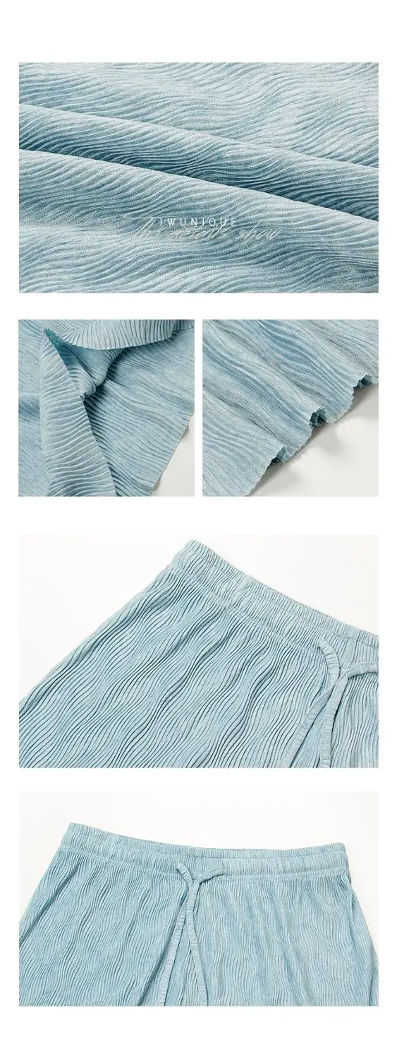 HOT SELLING Miyake Fashion fold solid  Water ripple wide-leg pants  IN STOCK