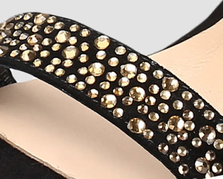 

Spring new Rhinestone open toe back zipper sandals small heel women's shoes