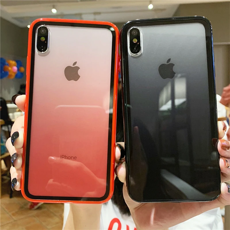 Радужный градиентный противоударный чехол для iphone 11 Pro Max XR XS 7 8 6 6s Plus глянцевый