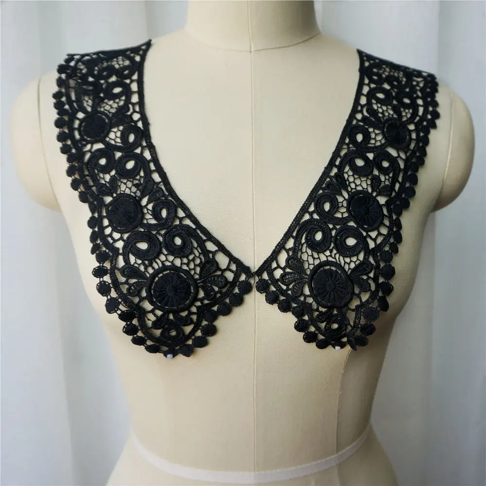 2 шт. белые черные красные бежевые вышитые цветы ткань воротник Аппликации