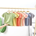 Летняя футболка для маленьких девочек Дышащие Детские рубашки хлопковые топы для детей, однотонные футболки для мальчиков, От 1 до 8 лет одежда для малышей