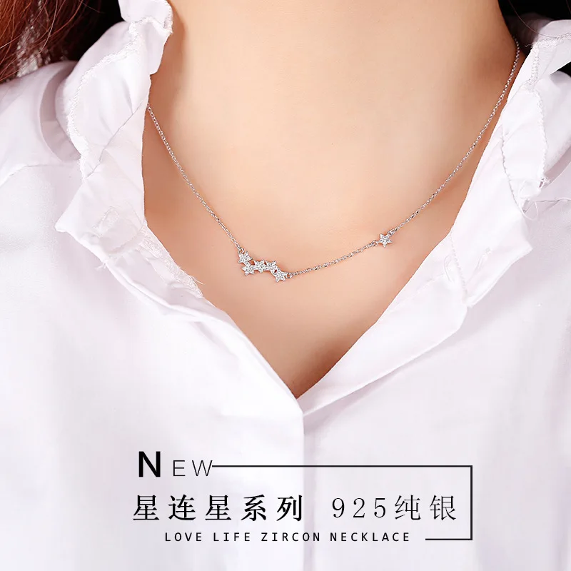 Boho Silver Color Crystal Star Necklaces For Women Girls Gifts Statement Charm Pendant Collar | Украшения и аксессуары