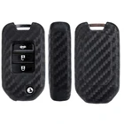 Углеродное волокно ключа автомобиля чехол для Honda Civic Город Fit HR-V XR-V складной день-ночь, с функцией антифары-Корпус для автомобильного ключа автомобиля аксессуары для девочек 2 3 кнопки