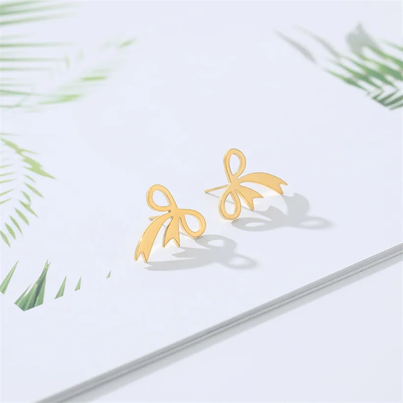 Новые женские серьги гвоздики с бантом Минималистичная бижутерия