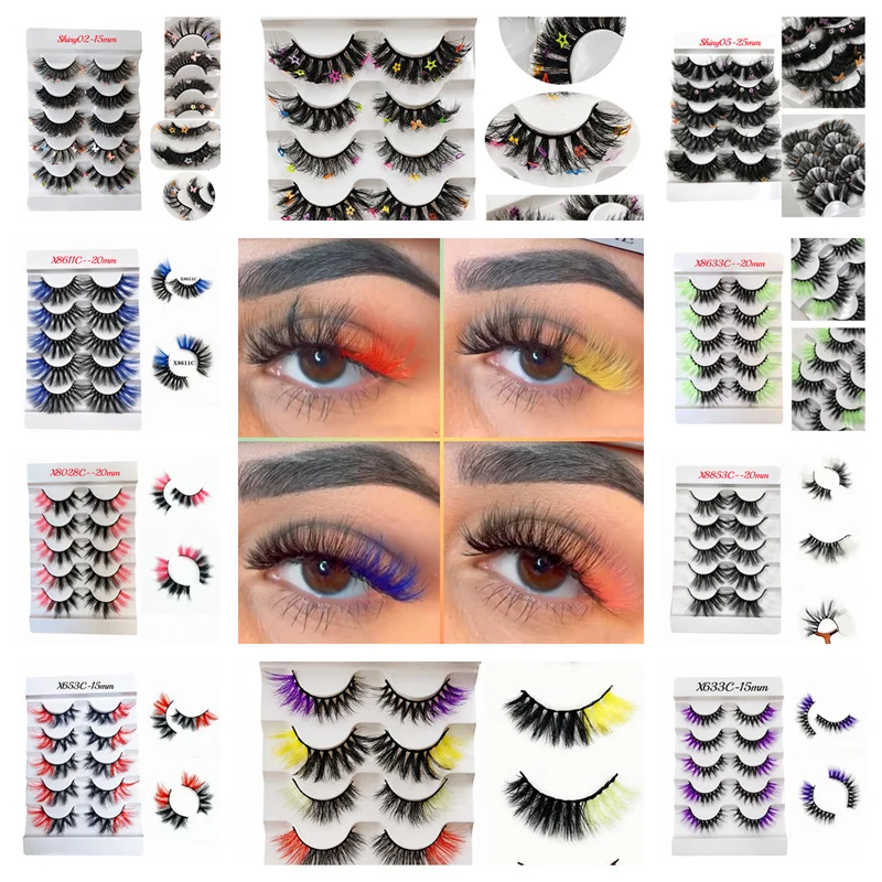 5 пар двухцветные накладные ресницы для косплевечерние