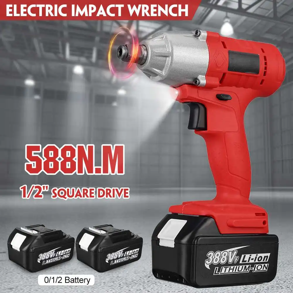 

588N.m 388VF Electric Impact Wrench Driver Rechargeable 1/2" Square Power Tools For Makita 18V Battery Multi-purpose Wrench