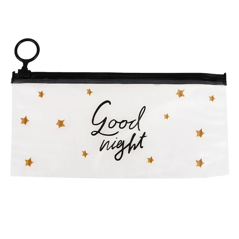

Waterproof large-capacity PVC pencil case cute creative simple girl ring flat pull bag color transparent pencil case