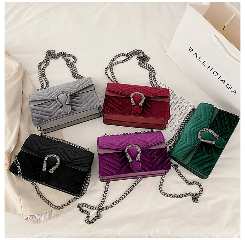 

Luxury brand velvet embroidery Dionysus bag women's bag New Retro chain bag single shoulder cross small square bag designer bag