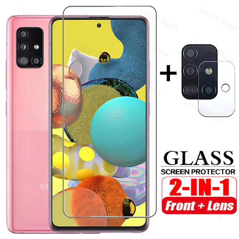 

2in1 Tempered Glass for Samsung A51 A71 A50 A30 A21S A31 A02 S A32 Screen Protector Camera lens Film for Samsung A72 A52 glass