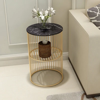 

High Quality Nordic Small Marble Coffee Table Side Table Corner Living Room Round Tea Table Simple Modern Bedside Table