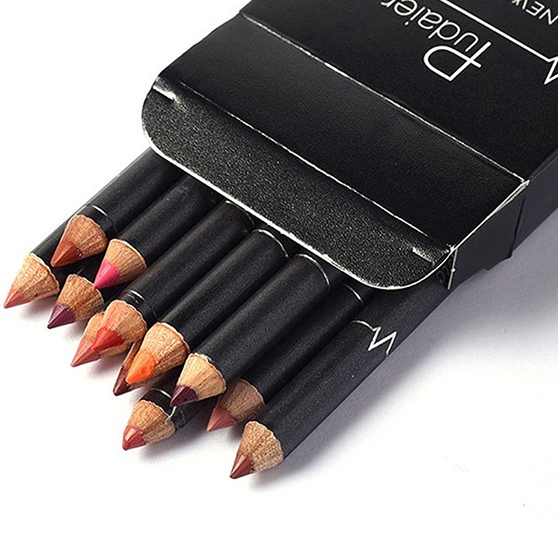 

12 Colors Lip Pencils Matte Lipliner Waterproof Smooth Colorful Silk Nude Lipstick Pen Long Lasting Pigments Lip Makeup