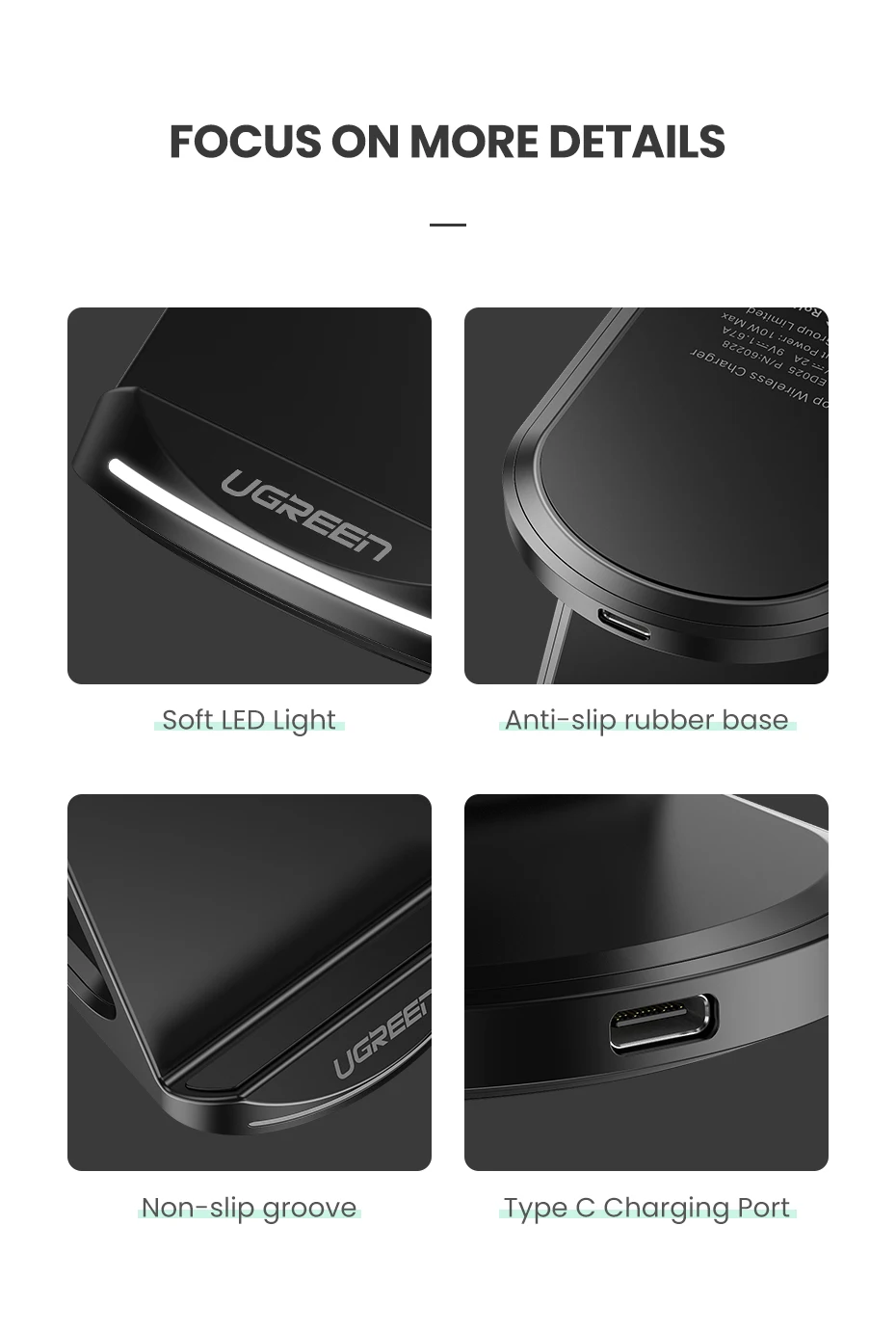 Ugreen Qi Беспроводное зарядное устройство подставка для iPhone 11 Pro X XS 8 XR samsung S9 S10 S8 S10E быстрая Беспроводная зарядная станция зарядное устройство для телефона