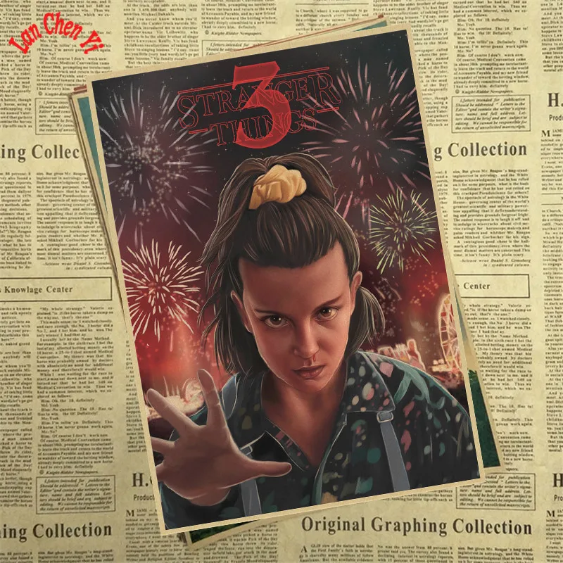 Странные Вещи Сезон 3 фильм плакат на крафт-бумаге Кафе Винтаж высокого качества печать рисунок ядро декоративная живопись - Цвет: Оранжевый