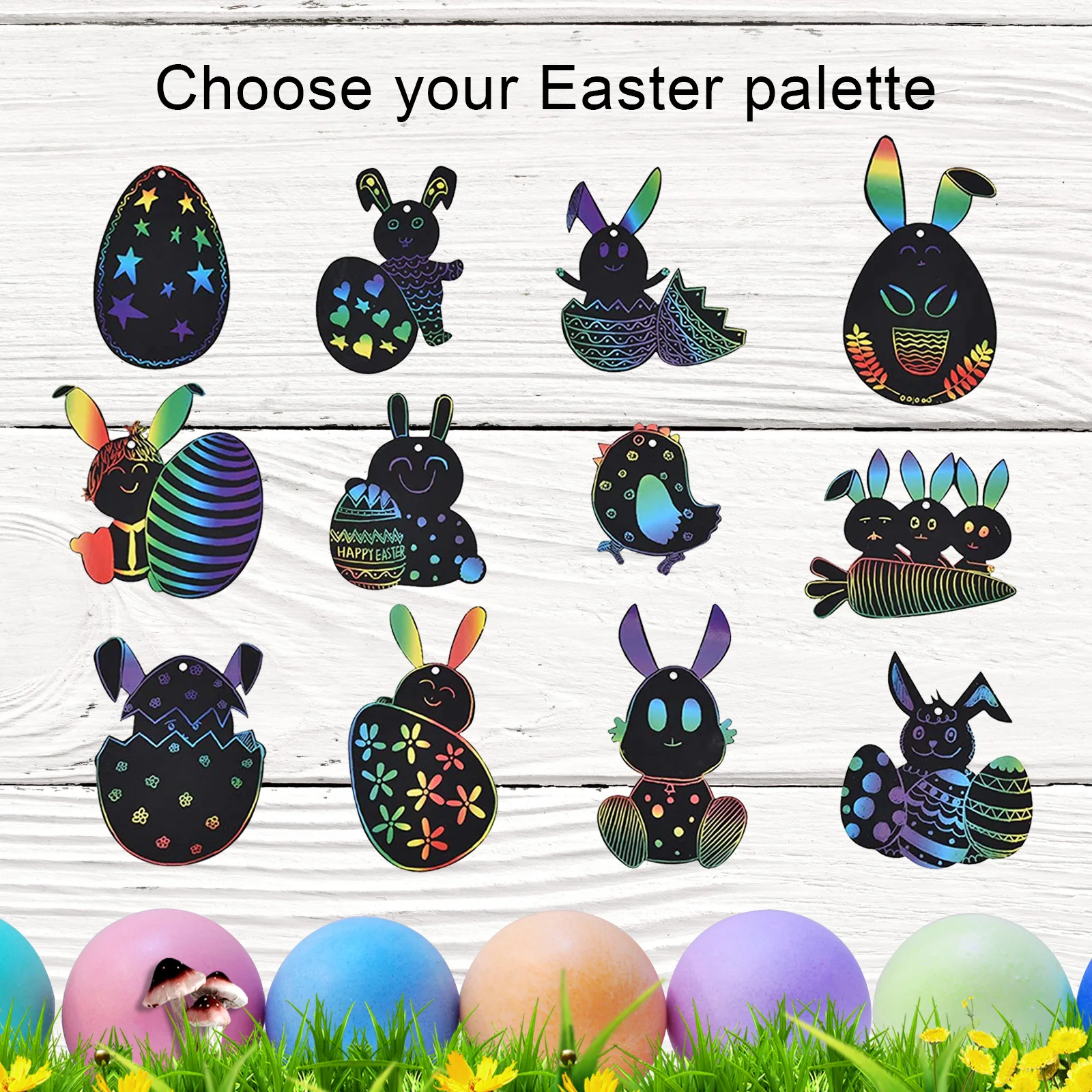 

DIY Art Painting Easter Cards Interesting Bunny Color Scratch Off Cards Ornament DIY Bookmark Gift For Easter Kids F2