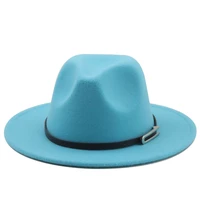 fedora hats women men belt band belt wide brim classic blue beige felted hat british elegant fascinator men winter women hats