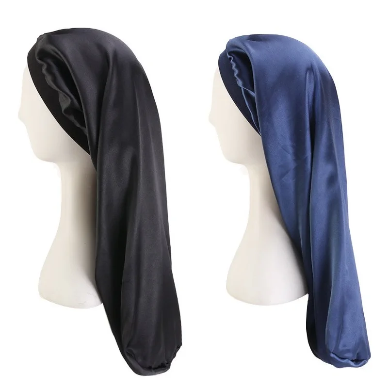 Широкий Эластичный край атласа капота длинные волосы Hat шляпы для сна Обёрточная
