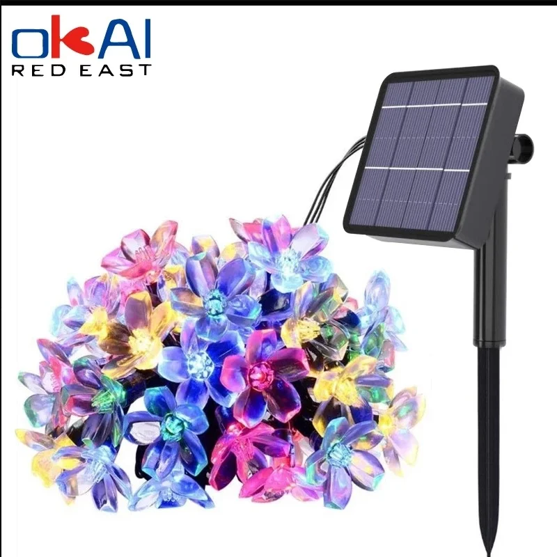 

Уличная Рождественская гирлянда на солнечной батарее, водонепроницаемый садовый фонарь для вечерние ринки, украшение для дома, светильник ...