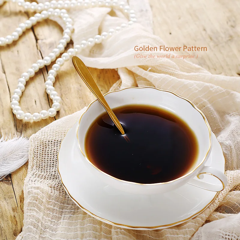 Кофейный сервиз в европейском стиле с цветочным узором чайный 200 мл Золотой