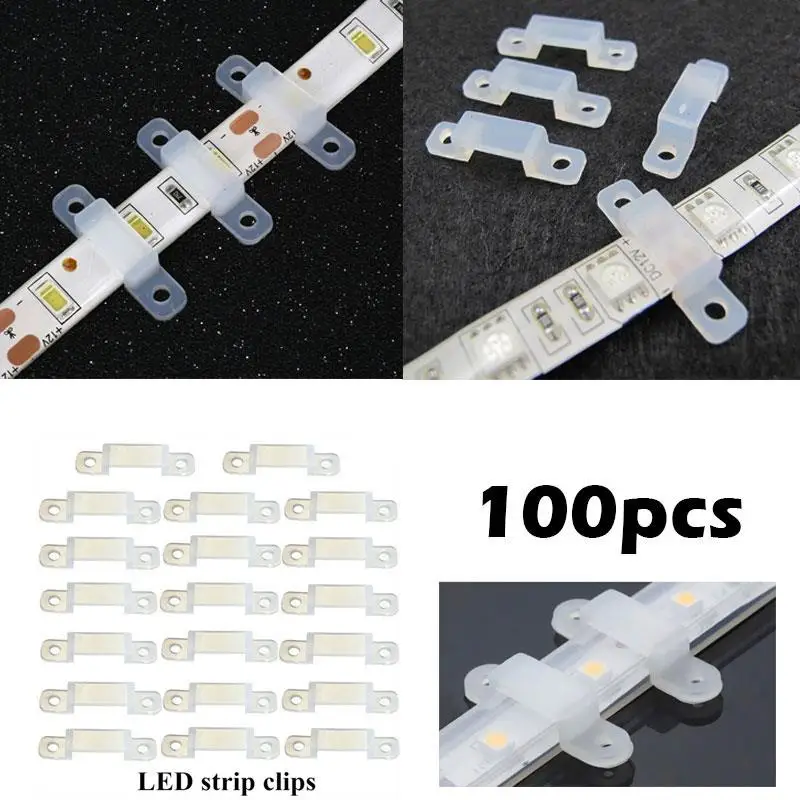 

Fixer Silicon Clip 100pcs 12mm LED Strip Light 5050 5630 Home Decor Accessory Fixer Clip Silicon Fastener Clear RGB Fix Soft