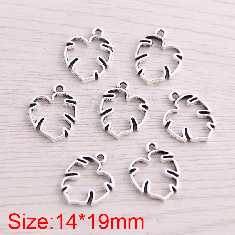SWEET BELL 60PCS 14*19mm New Product Antique Hollow Out Leaf Charms Plant Pendant Jewelry Metal Alloy Marking | Украшения и
