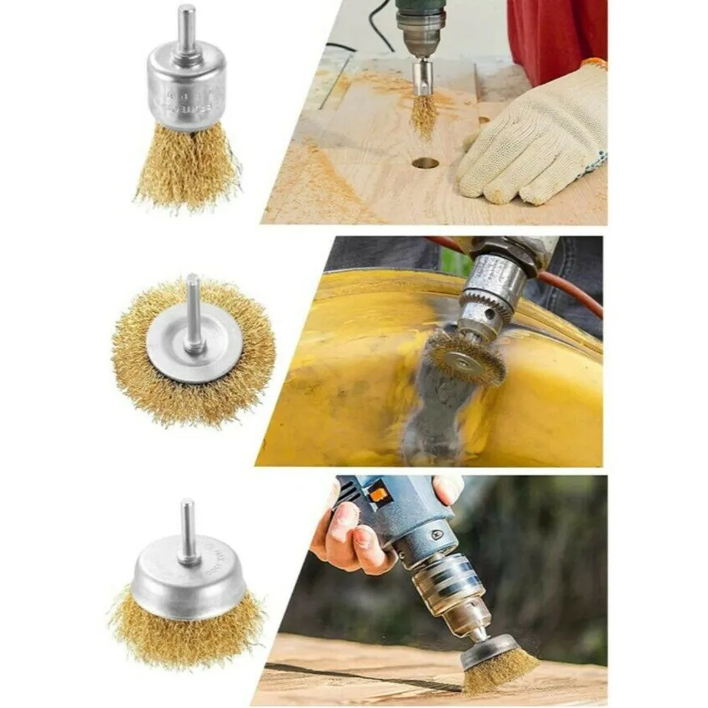 

Wheel Cup 6pcs 1/4 Inch Wire Brushes 4500 RPM Attachments Brass Coated