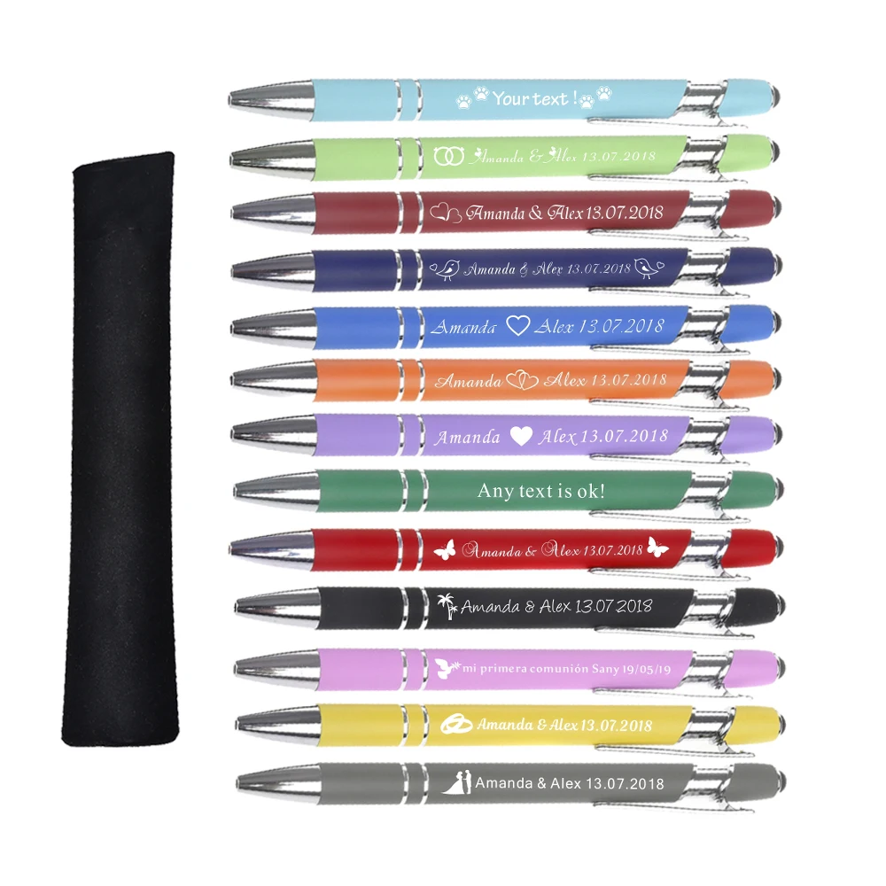 100 шт. на заказ металлические шариковые ручки сенсорный Экран алюминиевый