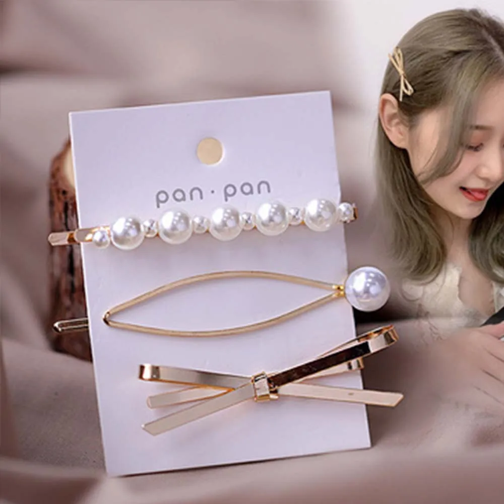 3 шт. Элегантные Заколки для волос с бантом девочек имитация жемчуга заколки из