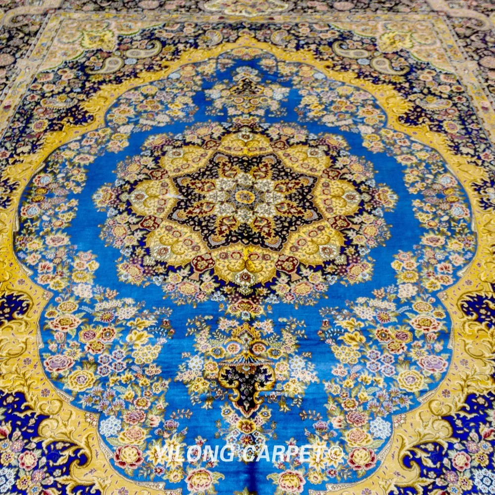 Kopen Yilong 9 'X 12' Klassieke Home Decoratie Perzische Handgeknoopte Oosterse Zijde Iraanse Tapijten (ZQG414)